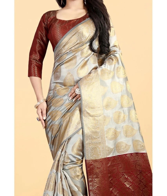 Gazal Fashions - Cream Banarasi Silk Saree With Blouse Piece ( Pack of 1 ) - Cream