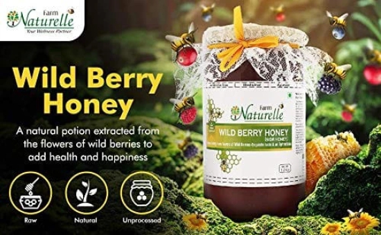 Farm Naturelle-Berry Honey| 850g+150gm Extra and a Wooden Spoon|100% Pure Lab Tested Honey In Glass Bottle.