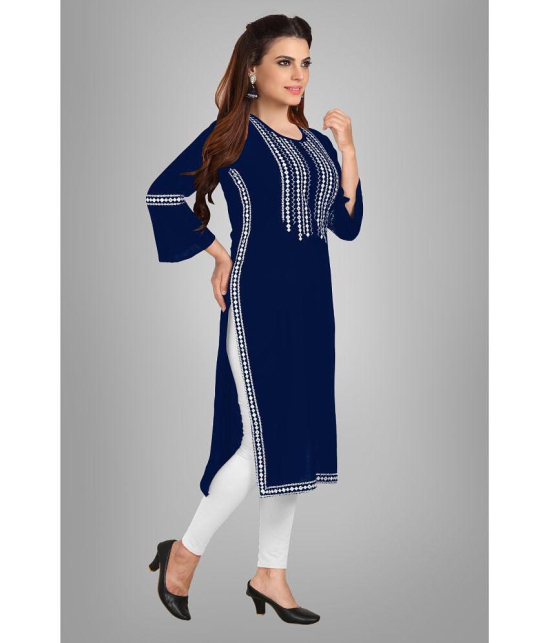 Kapadia - Blue Rayon Women''s Straight Kurti ( Pack of 1 ) - None