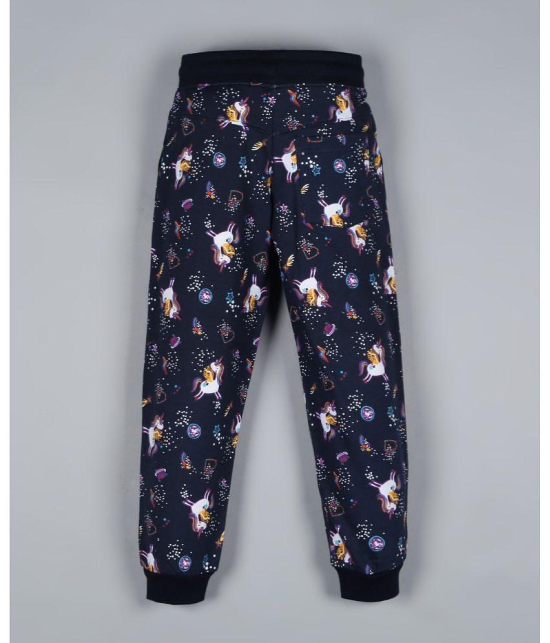 Plum Tree Girls Unicorn Print Jogger Track Pant- Navy - None