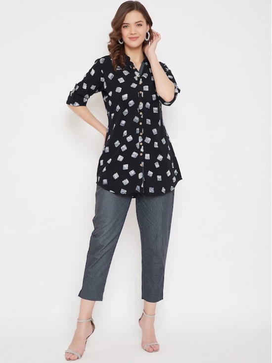 Women Black & Grey Printed Tunic with Trousers