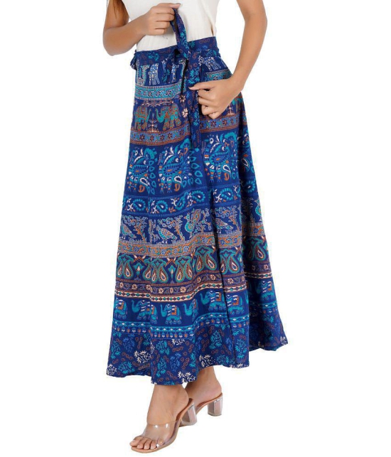 Rangun Cotton A-Line Skirt - Blue Single - 44