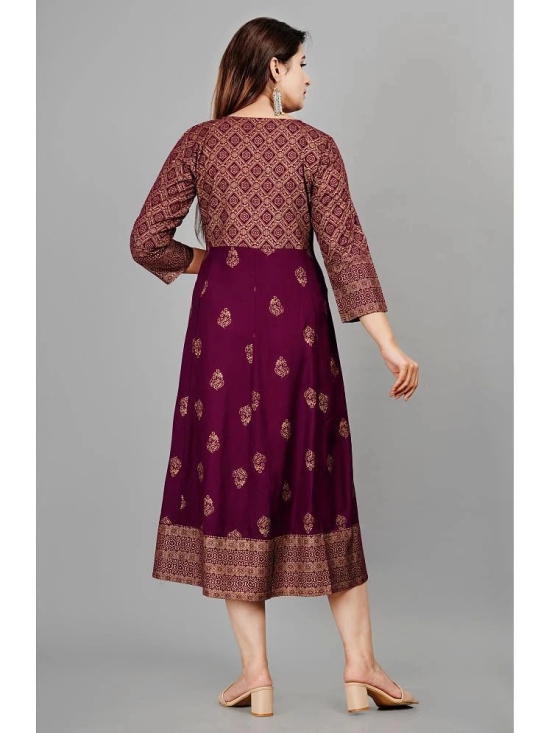 Smien Rayon Self Design Anarkali Womens Kurti - Purple ( Pack of 1 ) - None