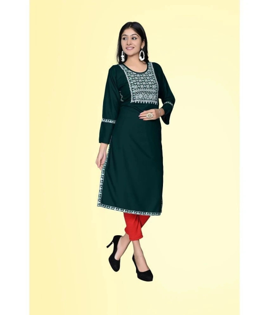 Kapadia - Green Rayon Womens Straight Kurti ( Pack of 1 ) - None