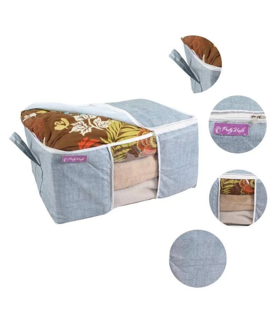 PrettyKrafts Underbed Almirah/Storage Box/Basket/Bag/Organizer With Side Handles - Grey,Set Of 3