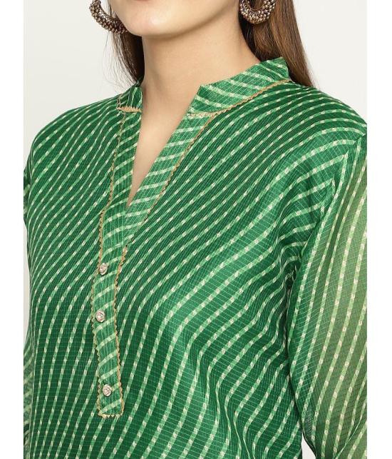 Queenley - Green Silk Women's Straight Kurti ( Pack of 1 ) - None