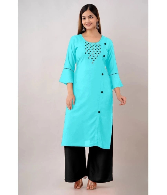 Kapadia - Light Blue Rayon Womens Straight Kurti ( Pack of 1 ) - None