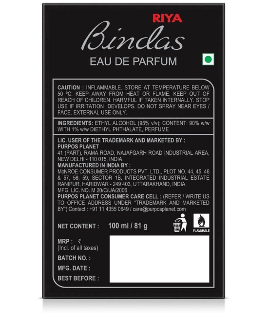 Riya Bindas Eau De Parfum (EDP) For Unisex 200 ( Pack of 2 )