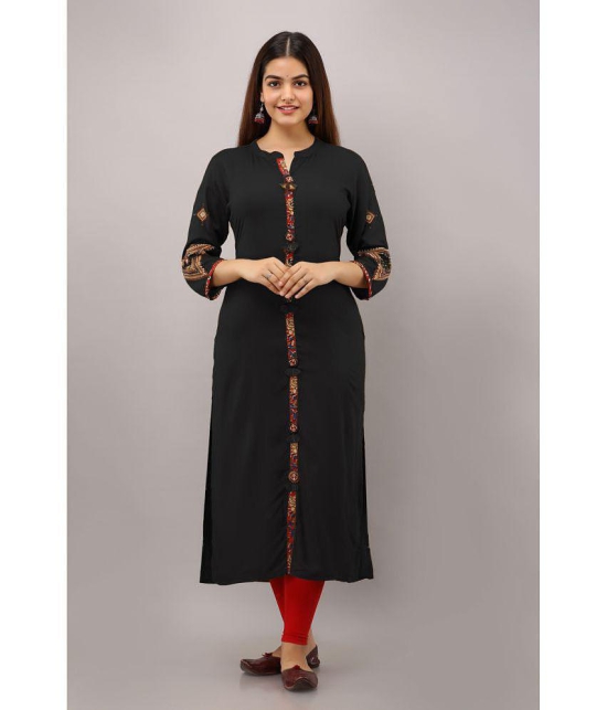 Preksha - Black Rayon Womens Front Slit Kurti ( Pack of 1 ) - None