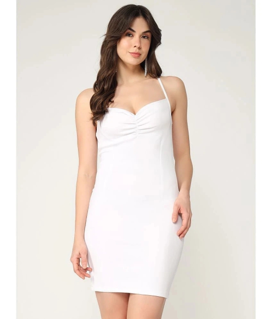 Zima Leto Polyester Solid Mini Womens Bodycon Dress - White ( Pack of 1 ) - None