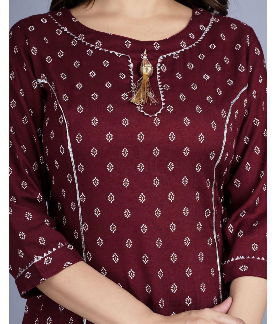 Smien - Maroon Rayon Womens A-line Kurti ( Pack of 1 ) - None