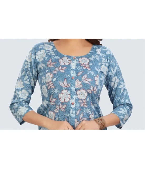 Meher Impex Cotton Printed Straight Womens Kurti - Light Blue ( Pack of 1 ) - None