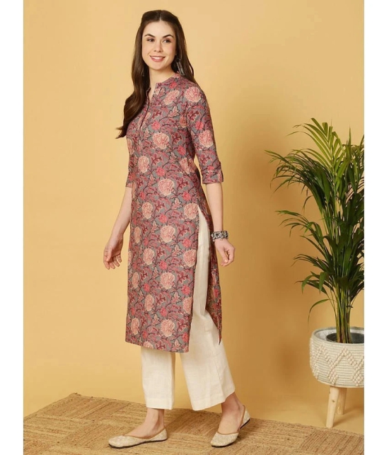 Antaran Cotton Printed Straight Womens Kurti - Grey ( Pack of 1 ) - None