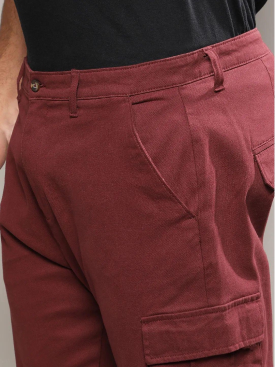 Maroon Cargo Trousers Maroon 42