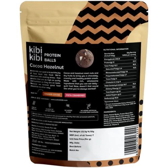 Kibi Kibi Cocoa Hazelnut Protn Ball, 50 Gm