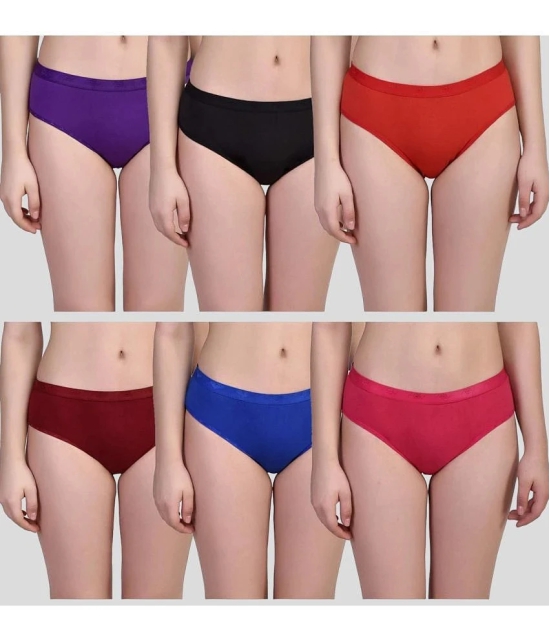 Inaya Creation Multicolor Cotton Solid Womens Briefs ( Pack of 6 ) - None