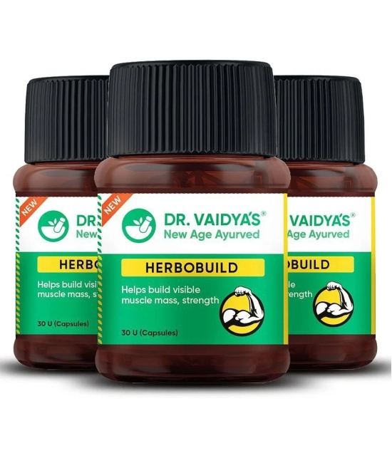 Dr. Vaidyas Herbobuild Ayurvedic Muscle & Mass Gainer(30 Capsules Each) Pack of 3