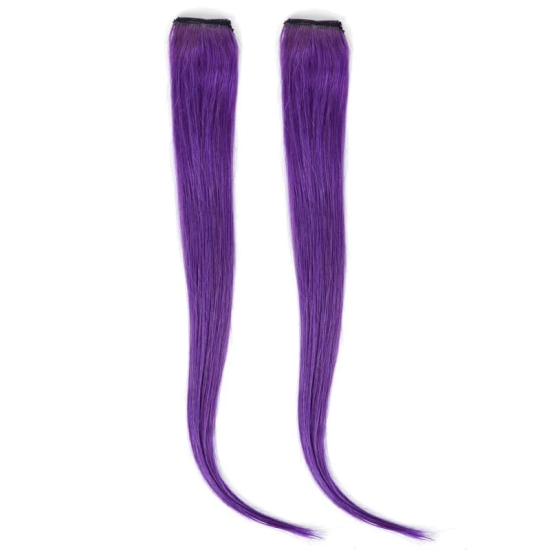 RefynHair - 100% Natural Human Hair Extensions Wigs | Purple Color Streax | 12 Inches | Pack of 2 | Streaks Highlighter For Women And Girls | Rainbow Color Hair Extensions for Festival Party