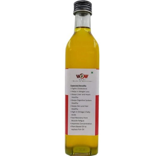 WOW ZIP - GO HERBS & NUTRITION 100% Pure Organic Flax Seed Oil Cooking Oil (Hindi-Alsi Oil) 250 Ml