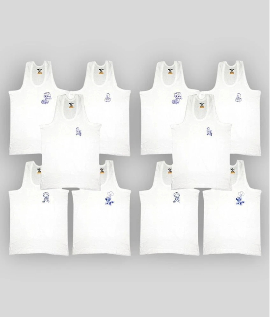 Pack of 10 HAP 100% Cotton Boys Vest ( White ) - None