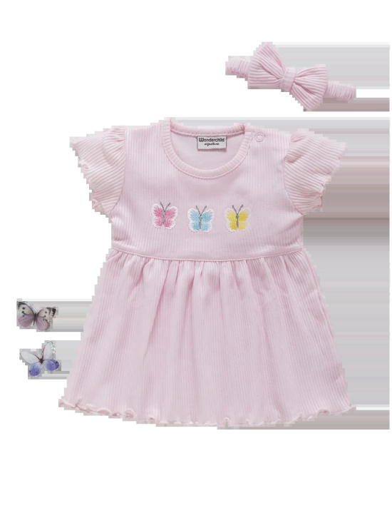 S/S Baby Dress with  Headband (combo of 3)-0-3 M