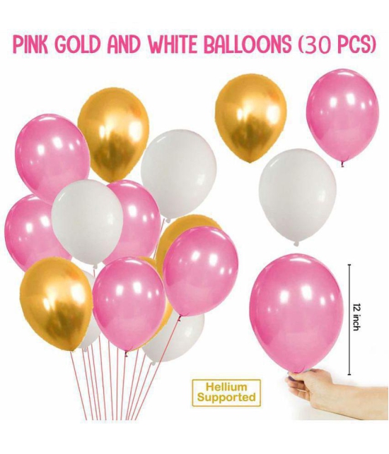 Party Propz 1st Birthday Decoration For Baby Girl With Warm Led Light Set Happy Birthday Banner 1-12 Month Milestone Banner Number 1 Foil Balloon And Metallic Balloons Combo 34Pcs For Girls 