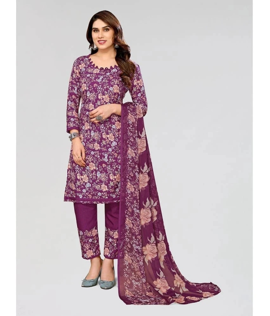 Kashvi Unstitched Crepe Printed Dress Material - Wine ( Pack of 1 ) - Wine