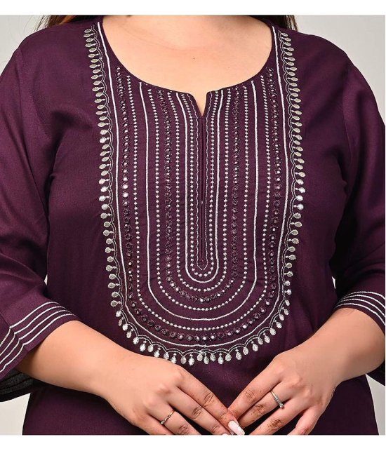 Swasti - Purple Rayon Womens Straight Kurti ( Pack of 1 ) - None