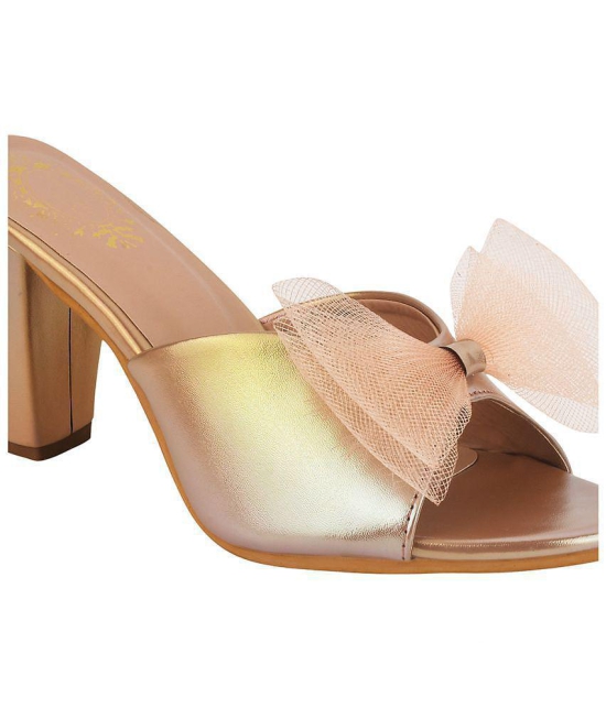 Shoetopia - Bronze Women''s Slip On Heels - None