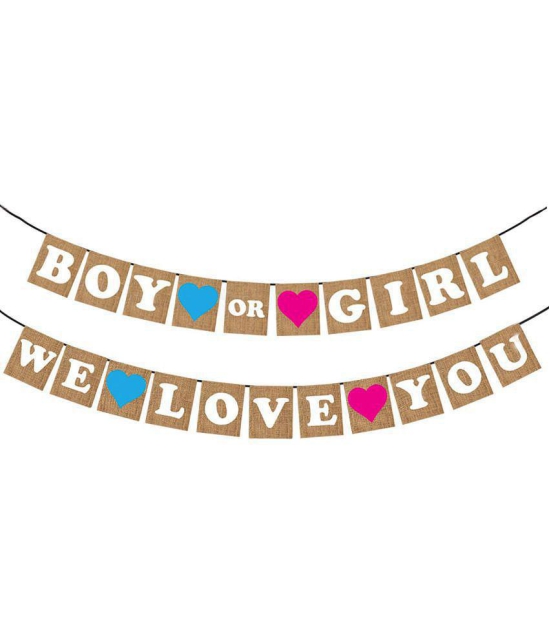 Party Propz We Love You Paper Banner with Balloon Combo for Baby Shower Decoration Material Multi Colour - Multi-Color