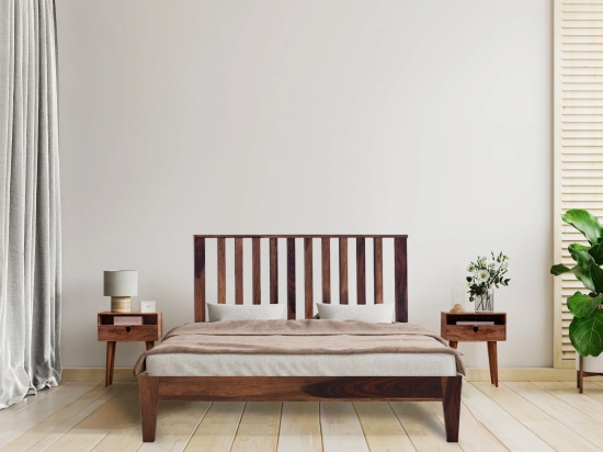 TWIN BED KING Sheesham Wood (Honey Finish)-Brown