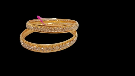 1 gm  Gold Plated Diamond Bangles Set of 2