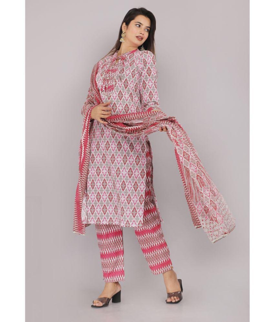 JC4U - Pink Straight Cotton Womens Stitched Salwar Suit ( Pack of 1 ) - None