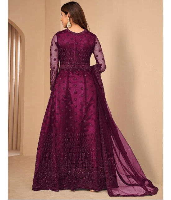 A TO Z CART Magenta Flared Net Womens Semi Stitched Ethnic Gown ( Pack of 1 ) - None