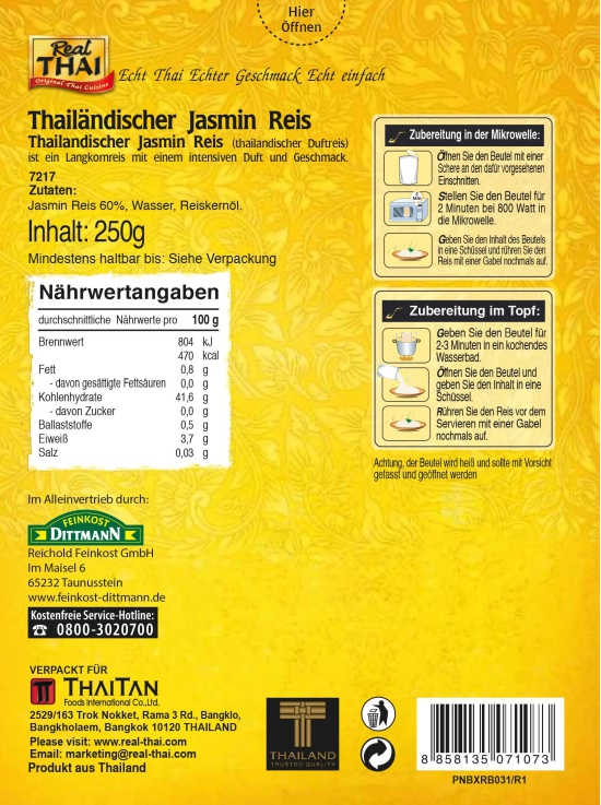 Real Thai Jasmine Rice, 250 Gm