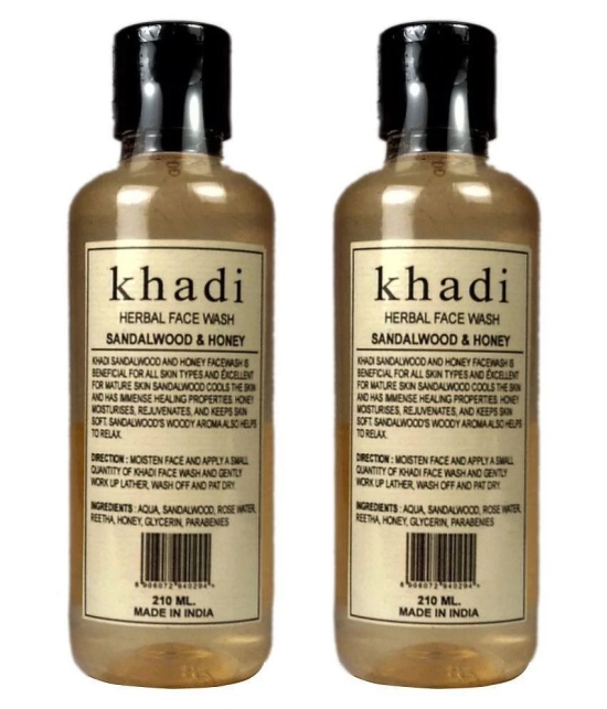 Khadi Herbal Sandalwood & Honey Face Wash 210 ml Pack of 2