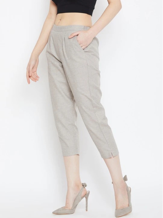 Women Grey Relaxed Pleated Cigerette Trousers