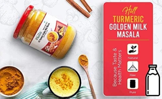 Farm Naturelle-Golden Milk Masala Himalayan Turmeric latte Powder with Natural & Immunizing Spice Blend Himalayan Turmeric, Almonds, Cinnamon, Ginger , Cloves , Ashwagandha & Ground Balck Pepper - 100 Gms