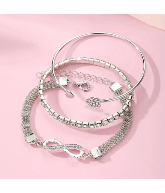 FASHION FRILL Silver Bracelet ( Pack of 3 ) - None