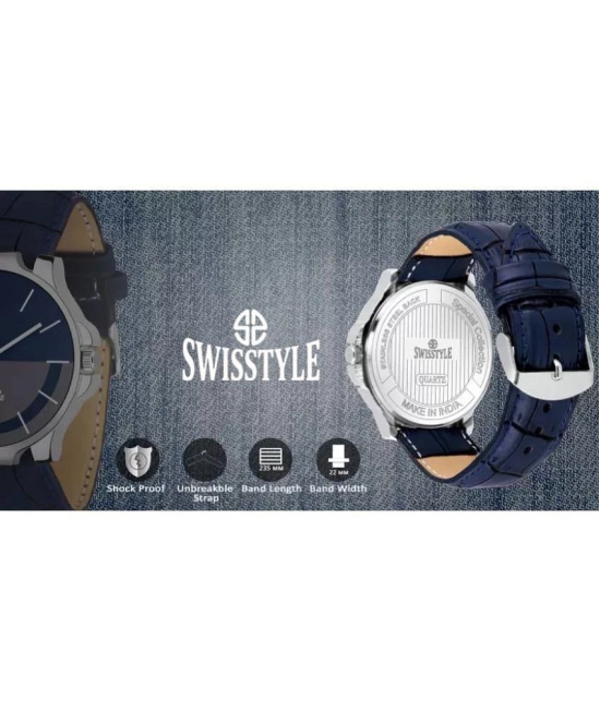 Swisstyle Blue Leather Analog Men's Watch