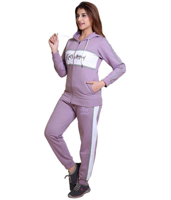 Wild West Purple Fleece Self Design Tracksuit - Pack of 1 - None