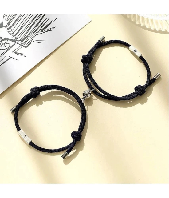 FASHION FRILL Black Bracelet ( Pack of 2 ) - None