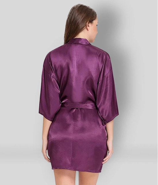 Piquant - Purple Satin Womens Nightwear Robes ( Pack of 1 ) - Free Size