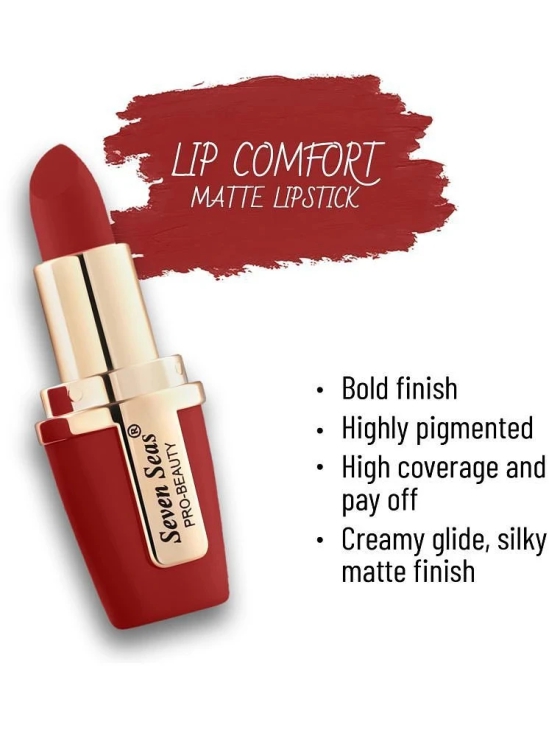 Seven Seas Intense Matte Color| Smooth Texture|Lip Comfort Velvet Matte Lipstick(Medium Carmine)