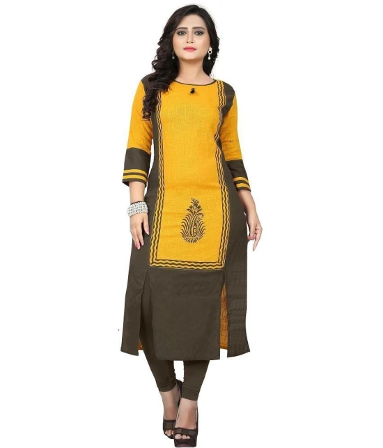 Vbuyz - Yellow Cotton Womens Front Slit Kurti ( Pack of 1 ) - None