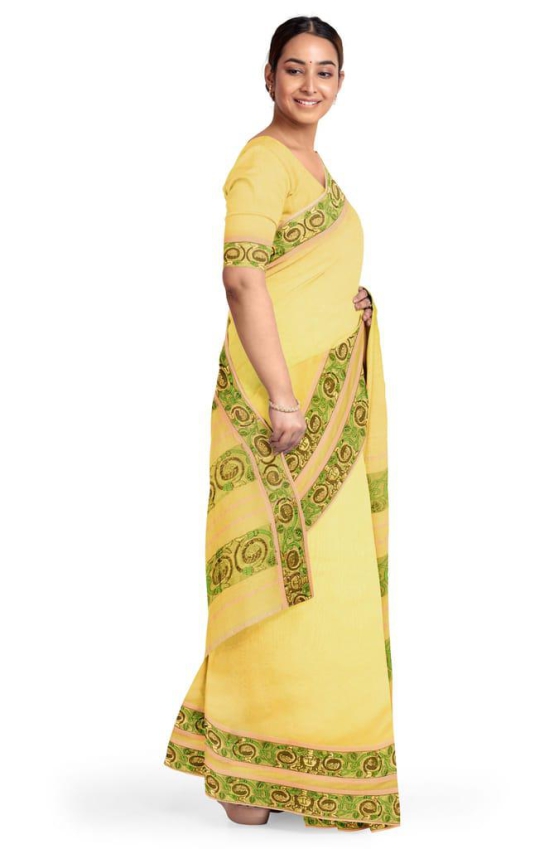 Handloom Cotton Silk Saree Yellow