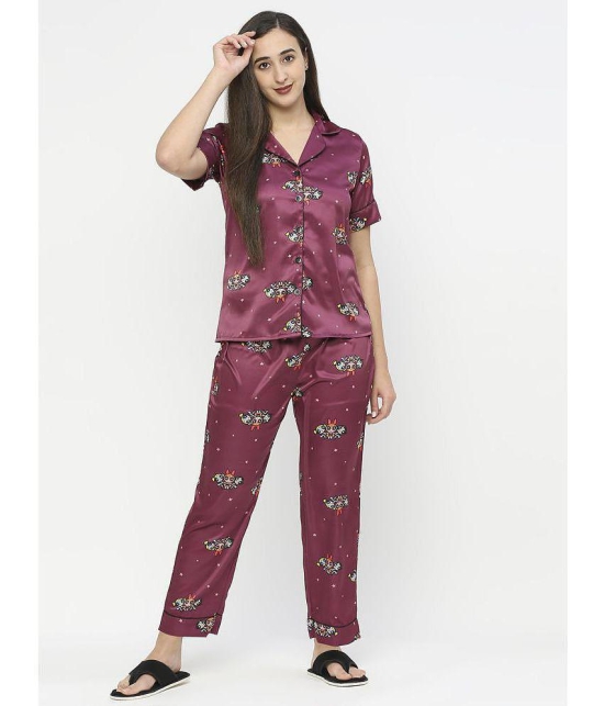 Smarty Pants - Mauve Satin Women''s Nightwear Nightsuit Sets ( Pack of 1 ) - None