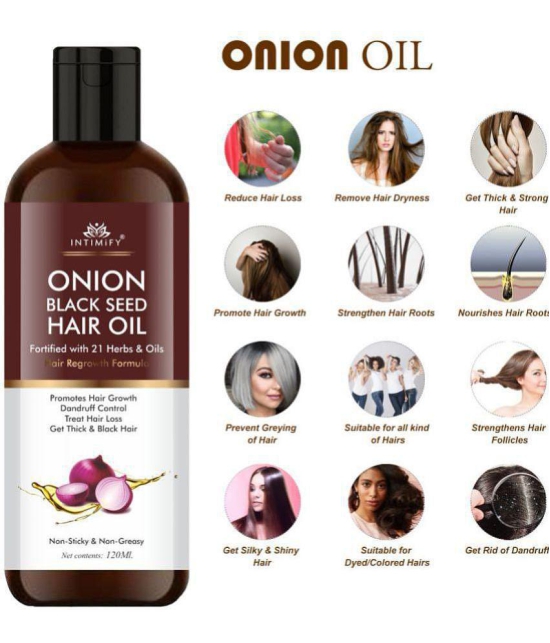 Intimify Onion Black Seed Hair Oil, onion oil, hair onion oil, herbal onion oil, hair growth oil, anti hairfall oil, 120 ml