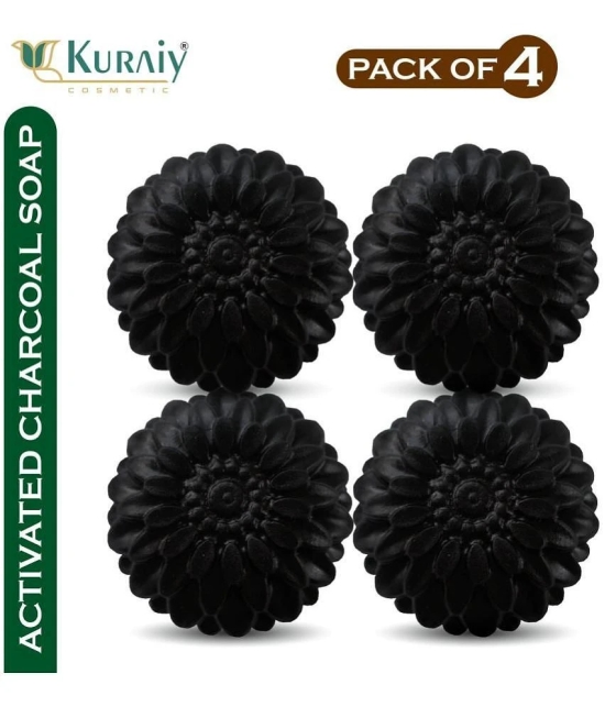 Kuraiy Activated Charcoal Deep Cleansing Bath Soap, 100g (Pack of 4) (4x 100 g)