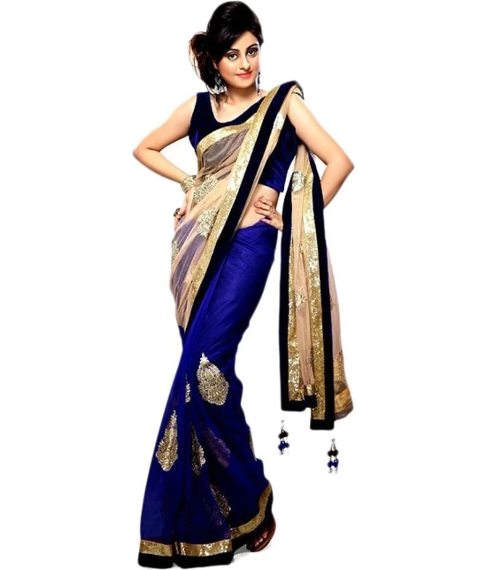 Sukuma Blue and Beige Net Saree